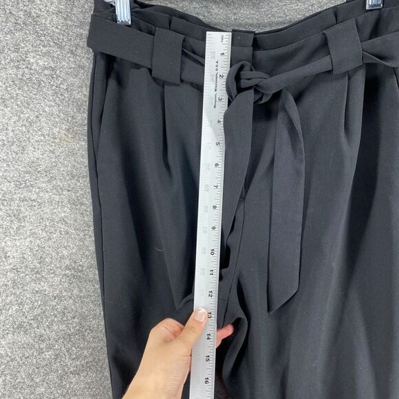 Express Pants Women 8 Black High Rise Ankle Belted Flat Front Pockets Casual - Picture 4 of 8